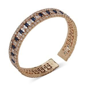 Anne Klein Gold-Tone Blue Baguette Stone Cuff Bracelet